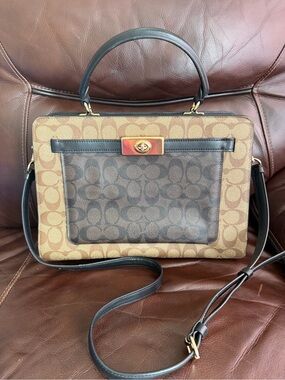 Coach Brown/Tan Signature Canvas Top-Handle Satchel